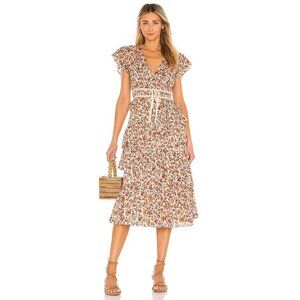 Ulla Johnson Printed Madeline Dress in Cream 4 Womens Midi Floral Bohemian